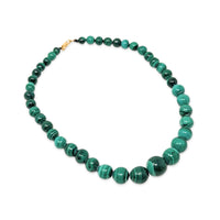 Italian 14K Gold 17" Malachite Bead Necklace