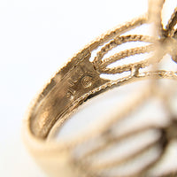 10K Gold Filigree Smoky Topaz Statement Ring - Size 7.25