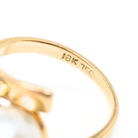 18K Gold, Pearl, & Diamond Ring - Size 4.5