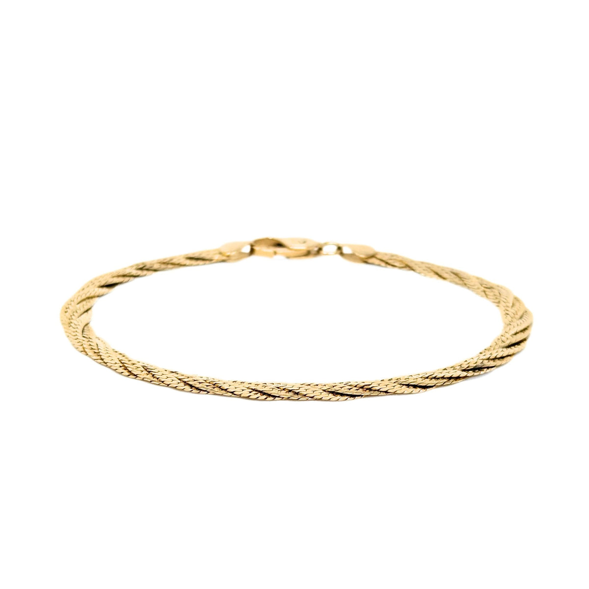 Italian 14K Gold 5mm Braided Herringbone Bracelet
