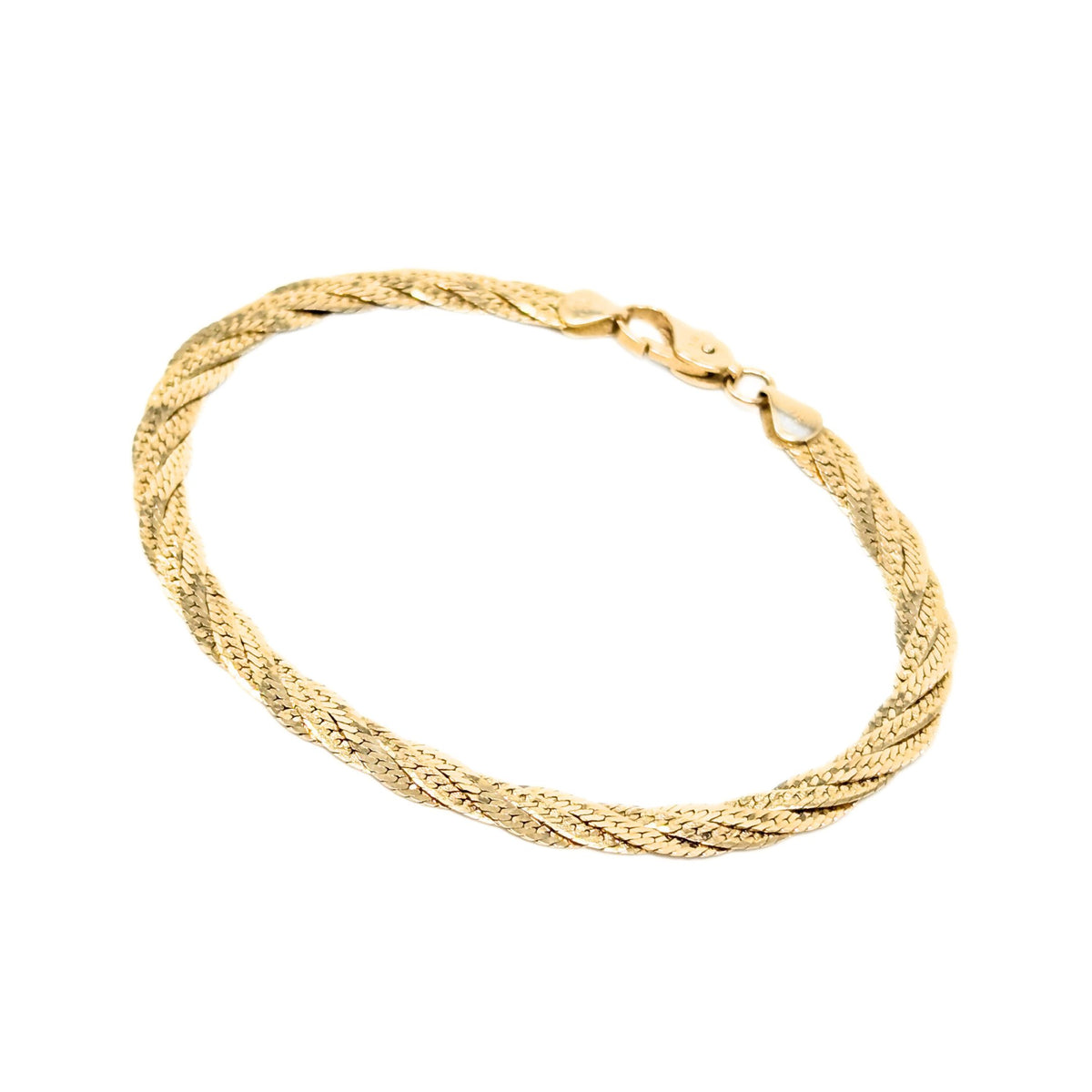 Italian 14K Gold 5mm Braided Herringbone Bracelet