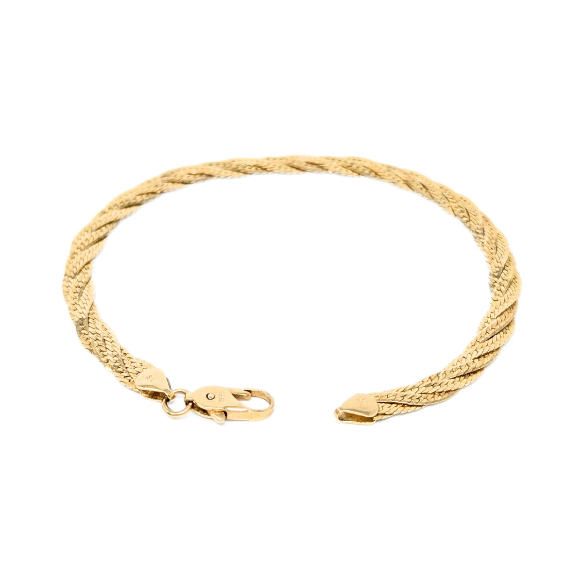 Italian 14K Gold 5mm Braided Herringbone Bracelet