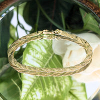 Italian 14K Gold 5mm Braided Herringbone Bracelet