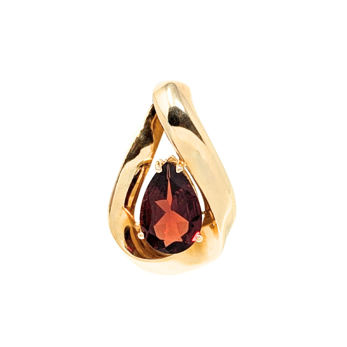 10K Gold Garnet Teardrop Slide Pendant