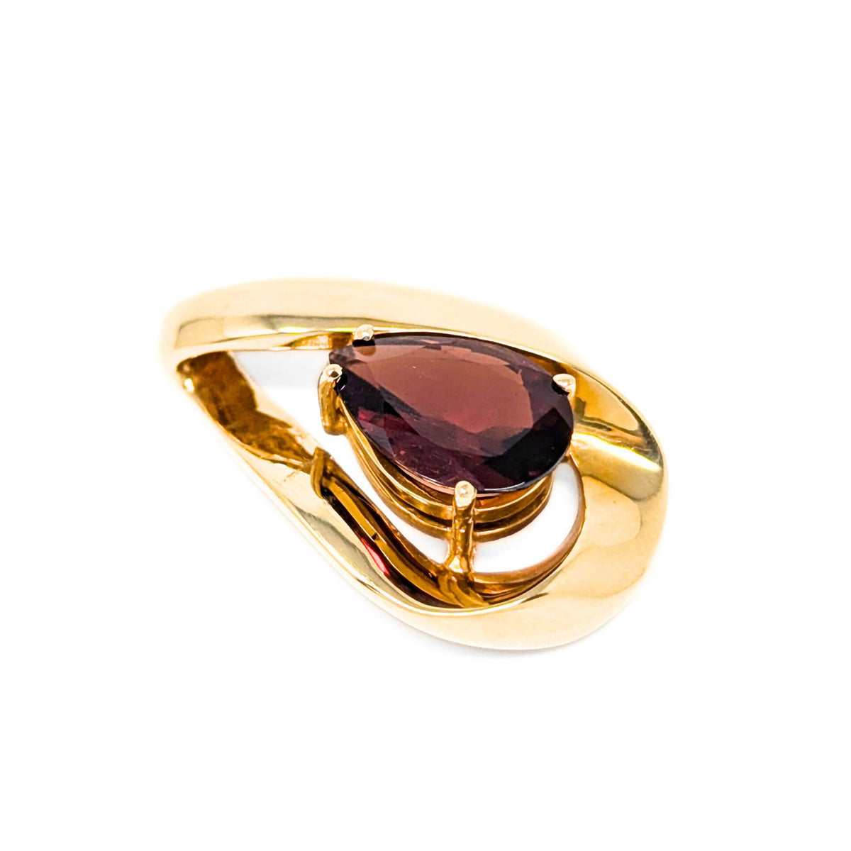 10K Gold Garnet Teardrop Slide Pendant