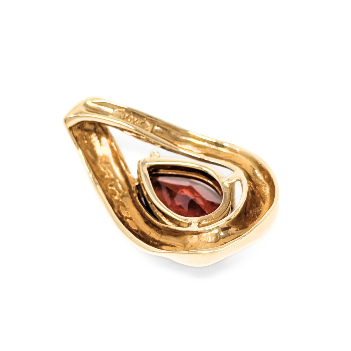 10K Gold Garnet Teardrop Slide Pendant