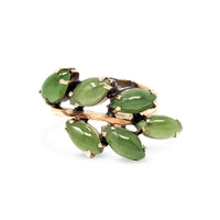 Vintage 14K Gold Jade Ring - Size 7.25