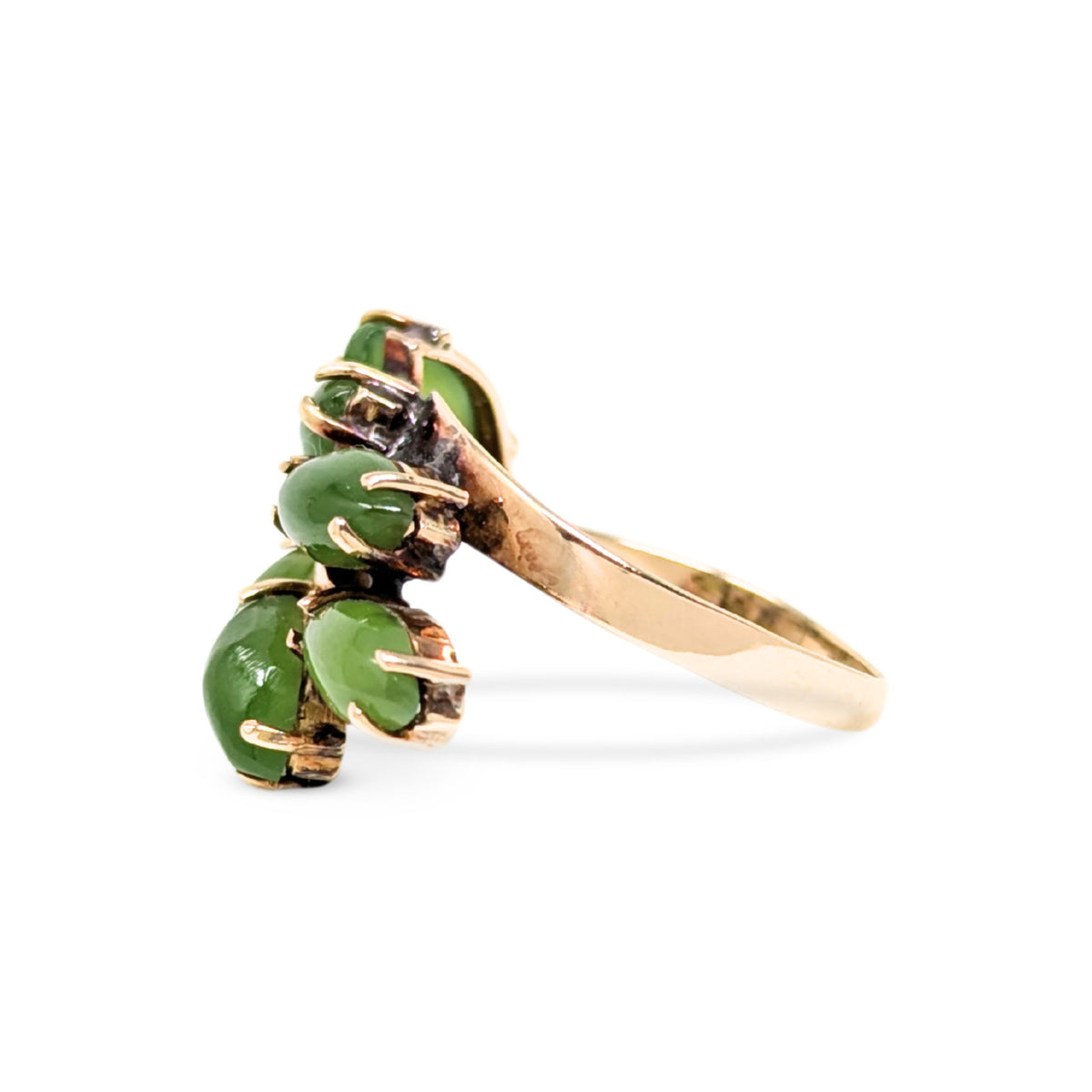 Vintage 14K Gold Jade Ring - Size 7.25