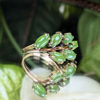 Vintage 14K Gold Jade Ring - Size 7.25