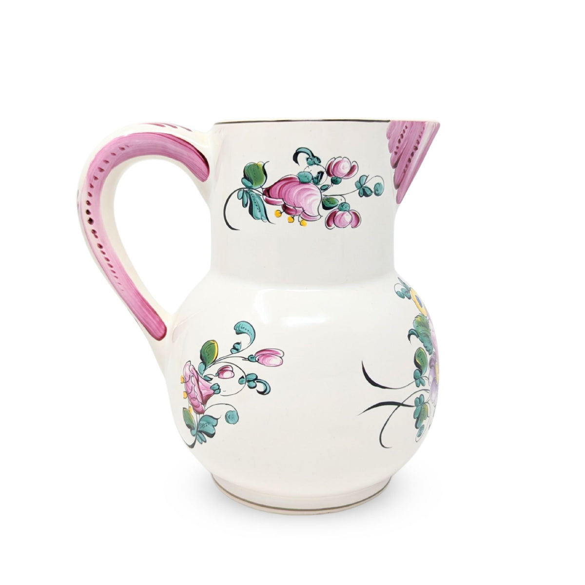 French Faience Floral Pitcher