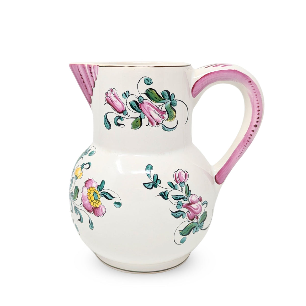 French Faience Floral Pitcher