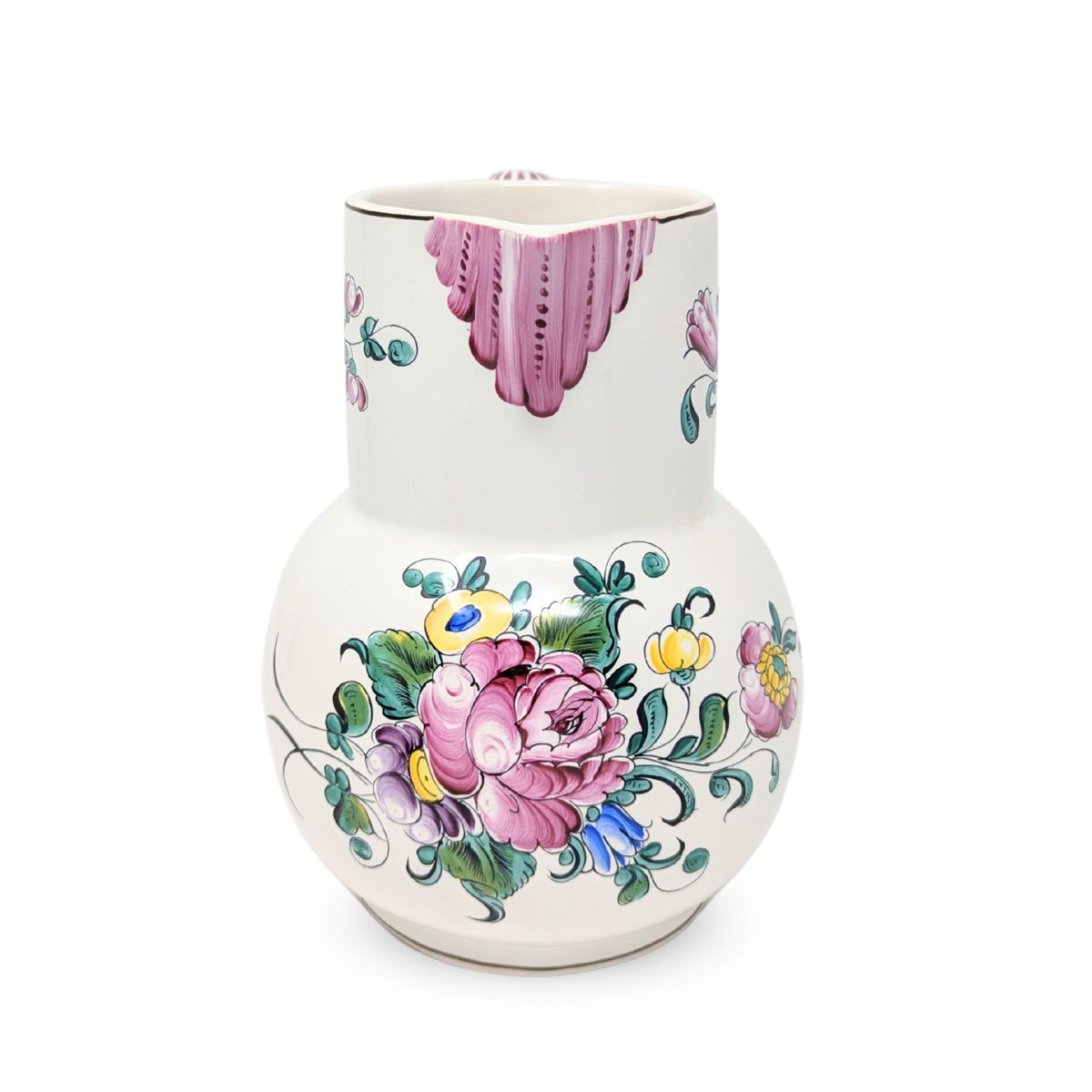 French Faience Floral Pitcher