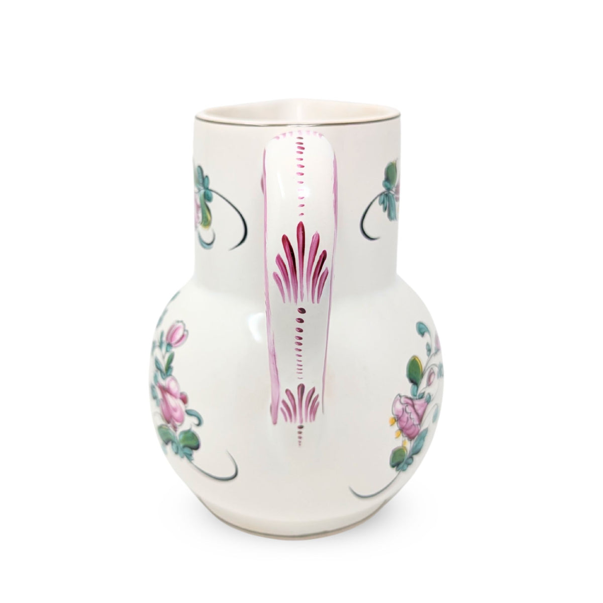 French Faience Floral Pitcher