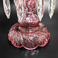 Bohemian Cranberry Cut-to-Clear Mantel Lusters (Pair)