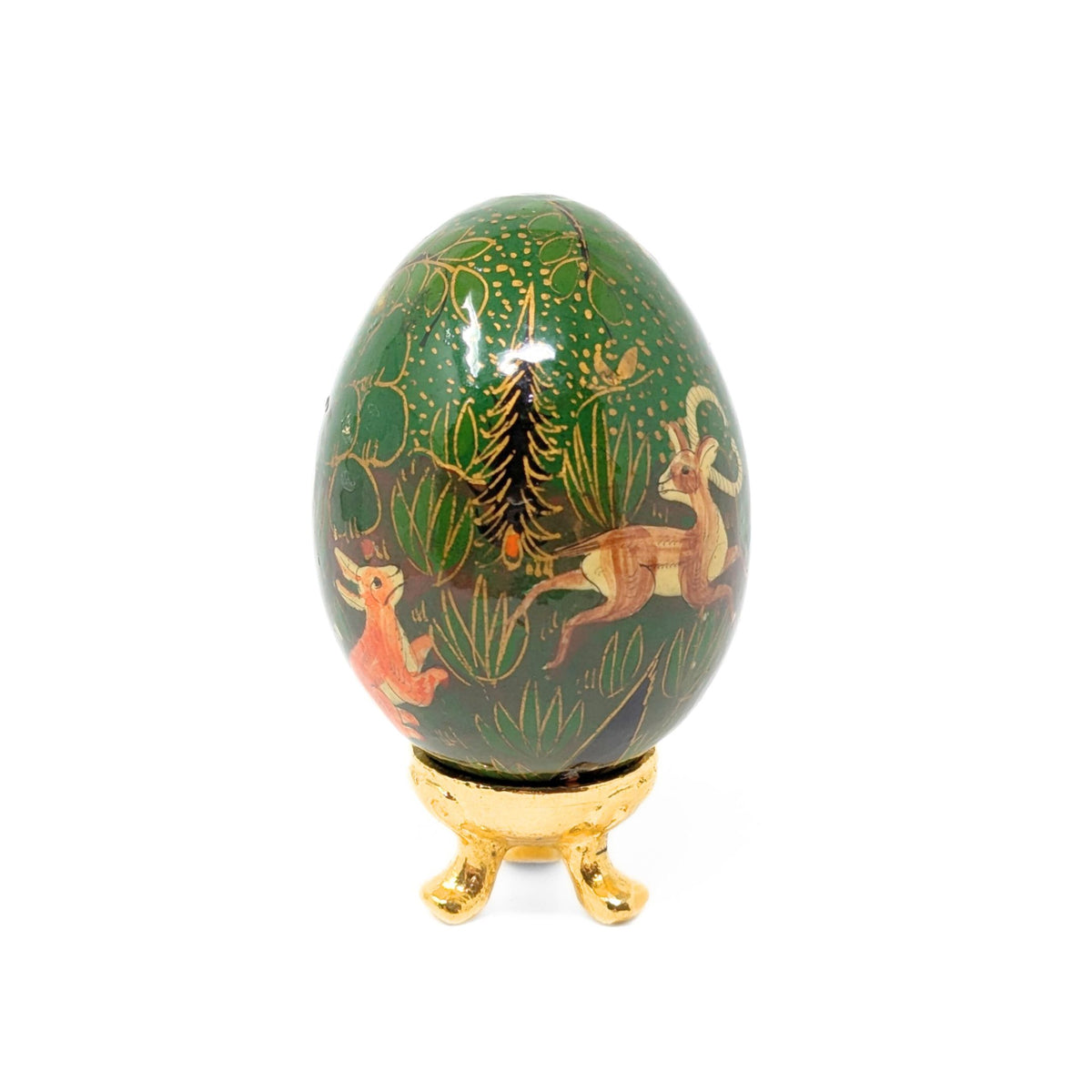 Vintage Hand Painted Lacquered Egg w/ Stand