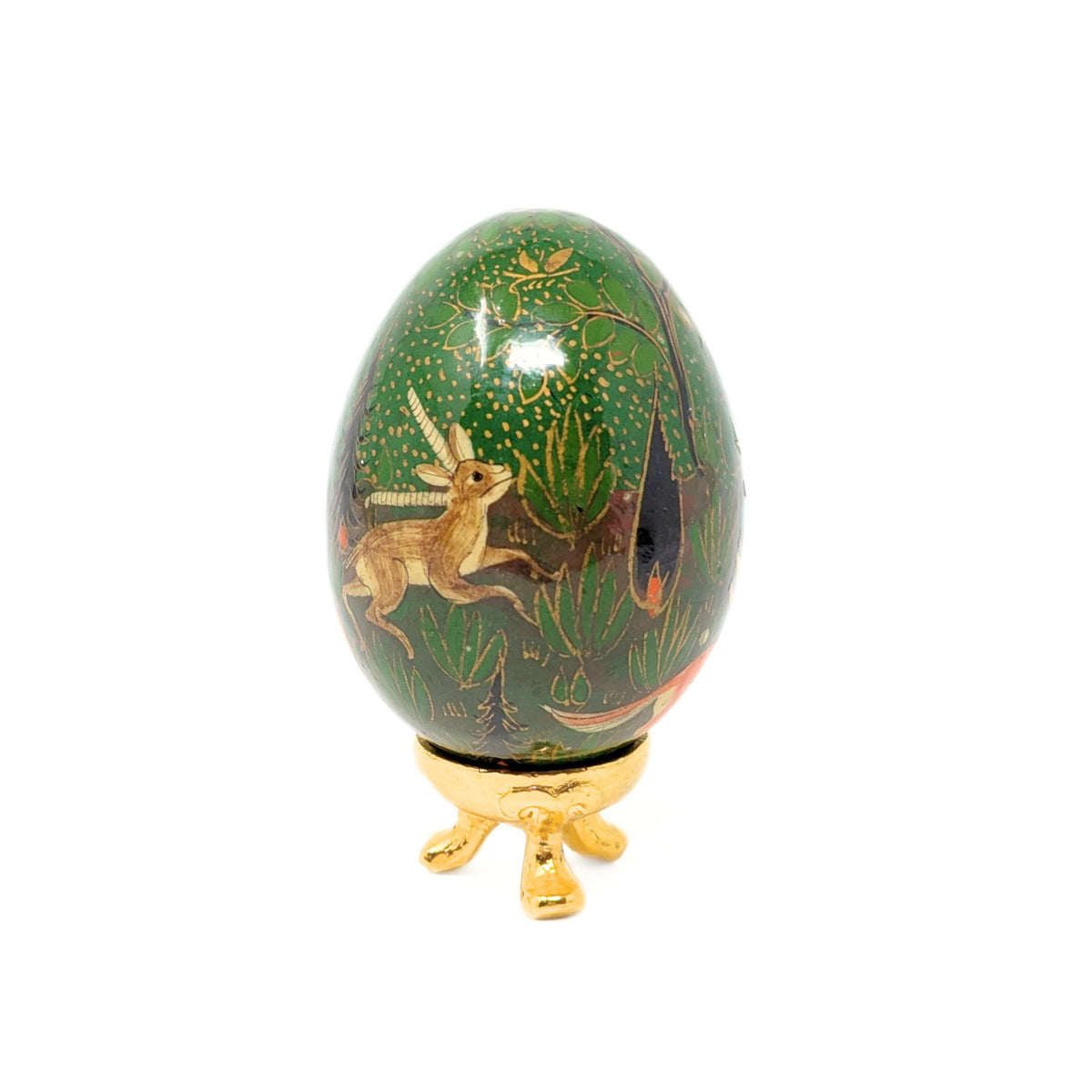 Vintage Hand Painted Lacquered Egg w/ Stand