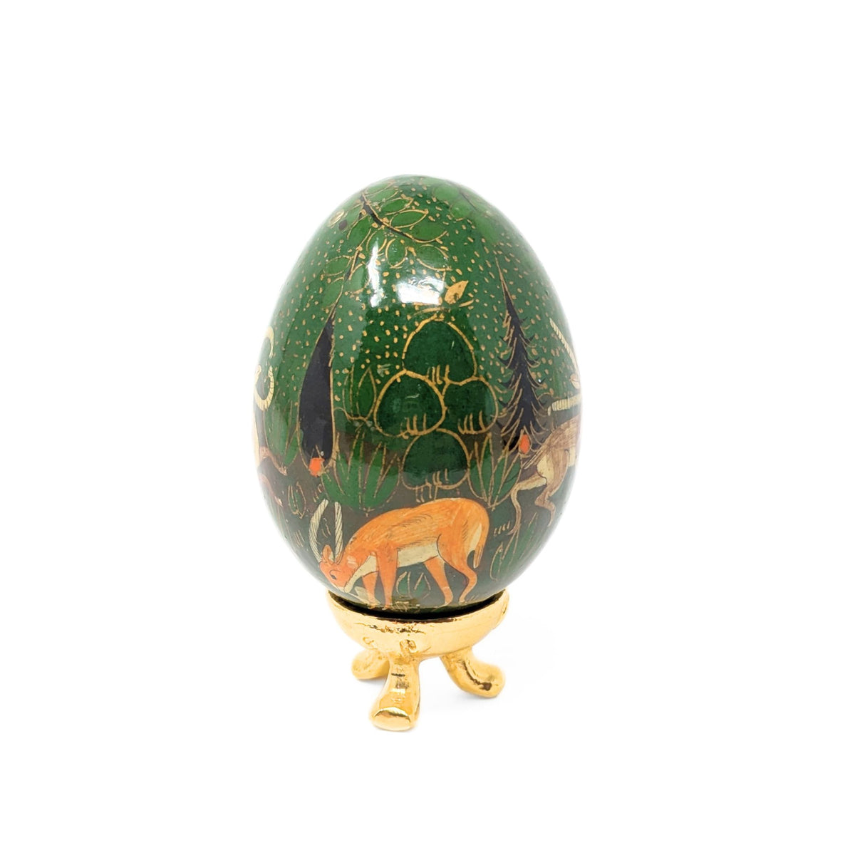 Vintage Hand Painted Lacquered Egg w/ Stand