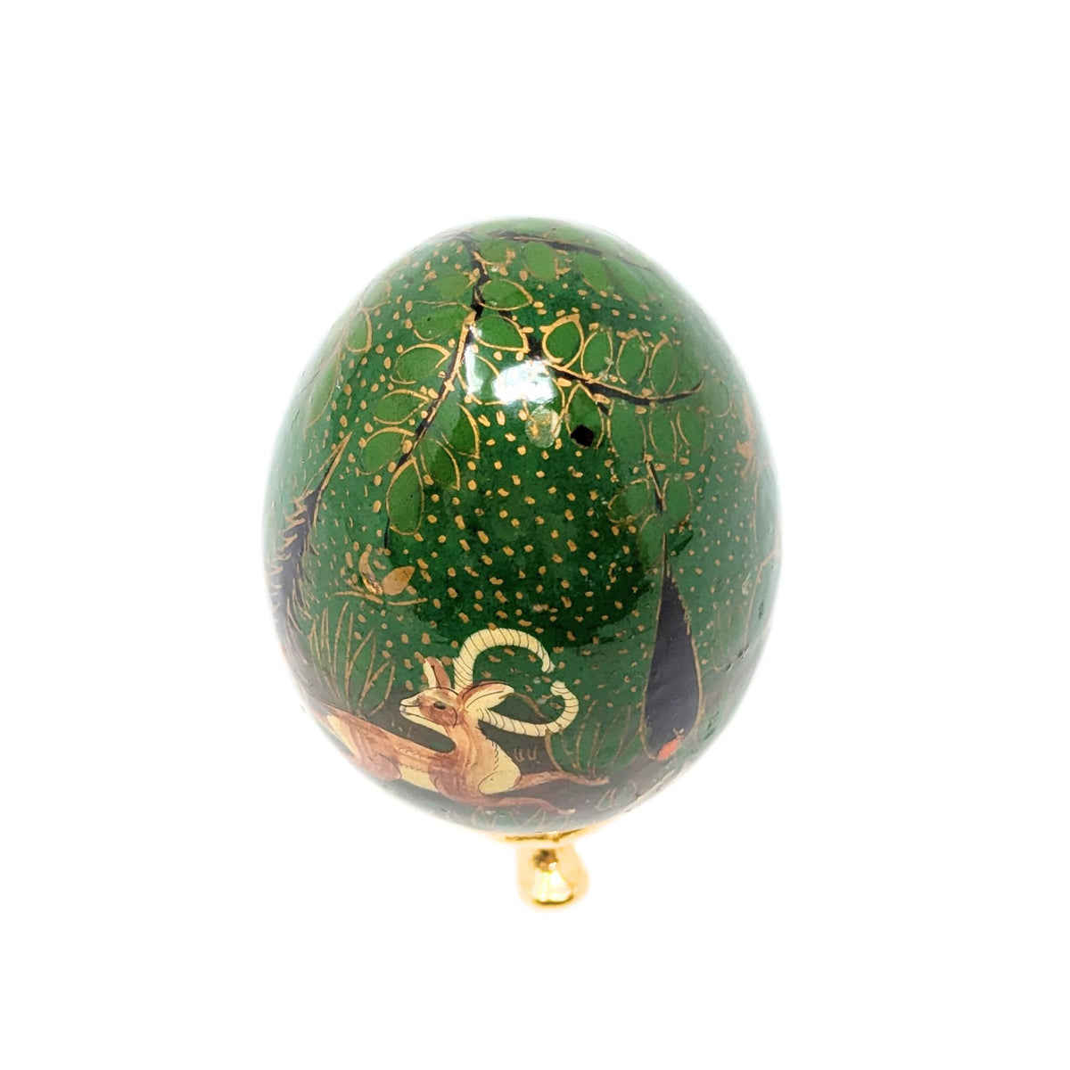 Vintage Hand Painted Lacquered Egg w/ Stand