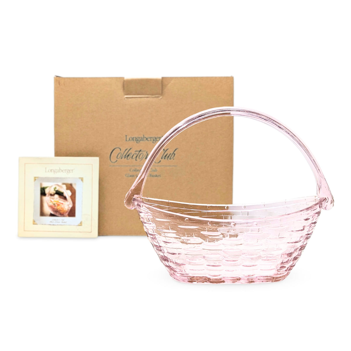 Longaberger Collectors Club 2005 Pink Glass Crocus Basket w/ Original Box