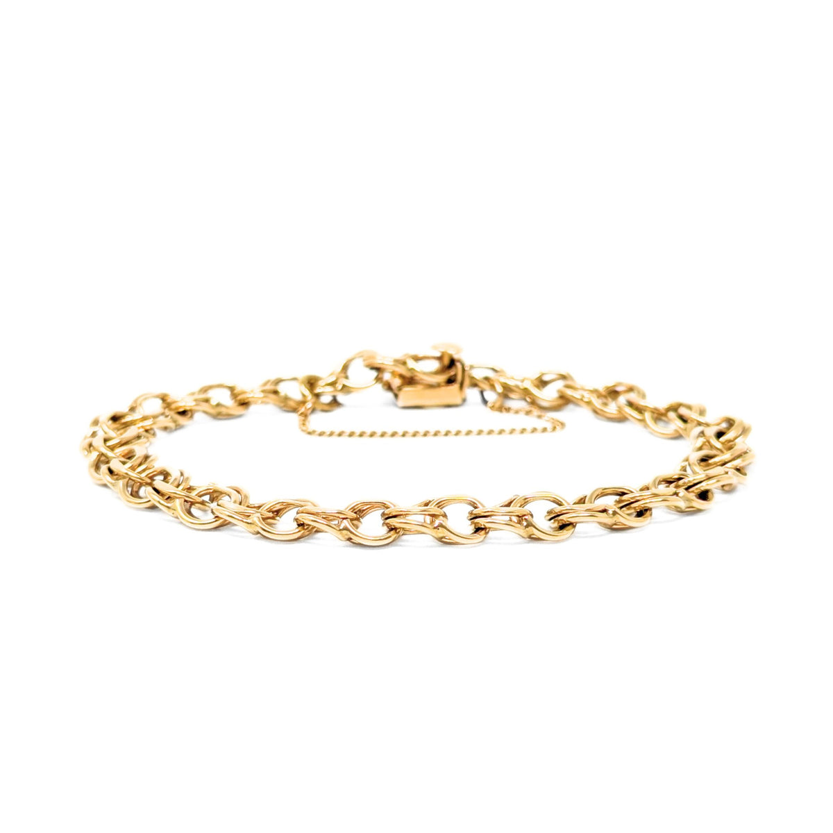 14K Gold Double Link 7" Charm Bracelet
