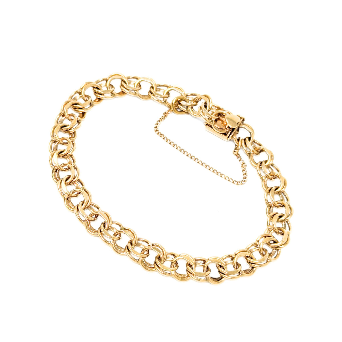 14K Gold Double Link 7" Charm Bracelet
