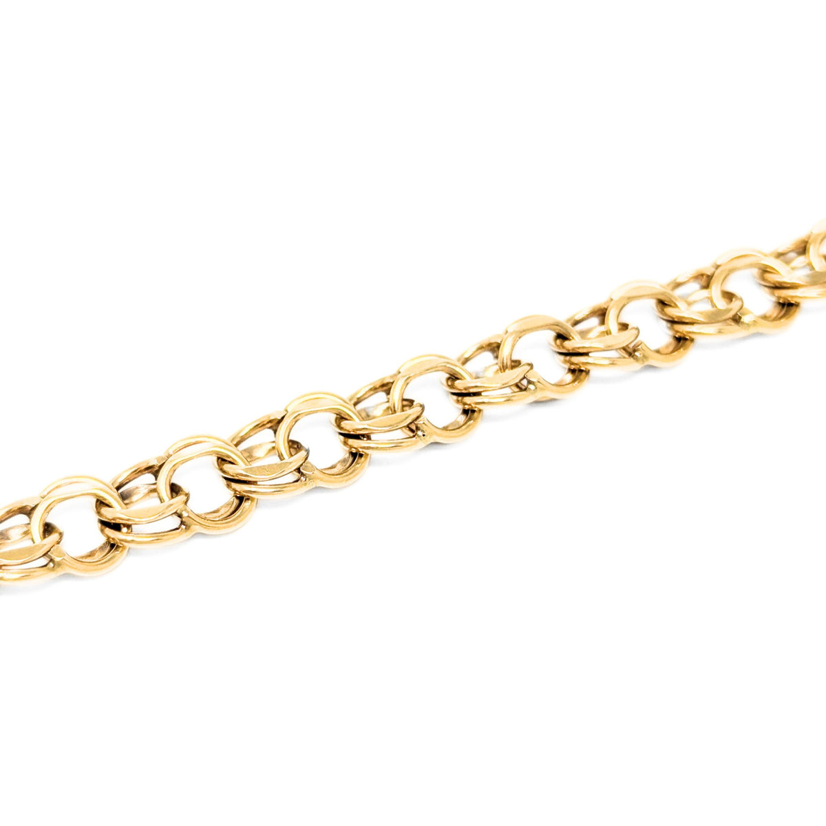 14K Gold Double Link 7" Charm Bracelet