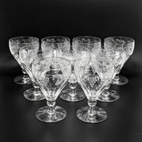 Pairpoint Glass Water Goblets w/ Etched Grapes, Vines & Leaves (9)