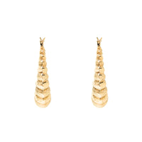 14K Gold Textured/Polished 29mm Shrimp Hoop Earrings