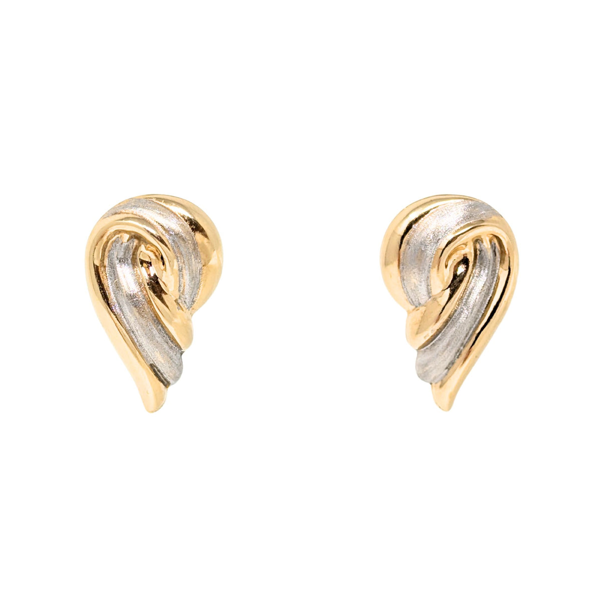 14K Two-Tone Gold Swirl Earrings
