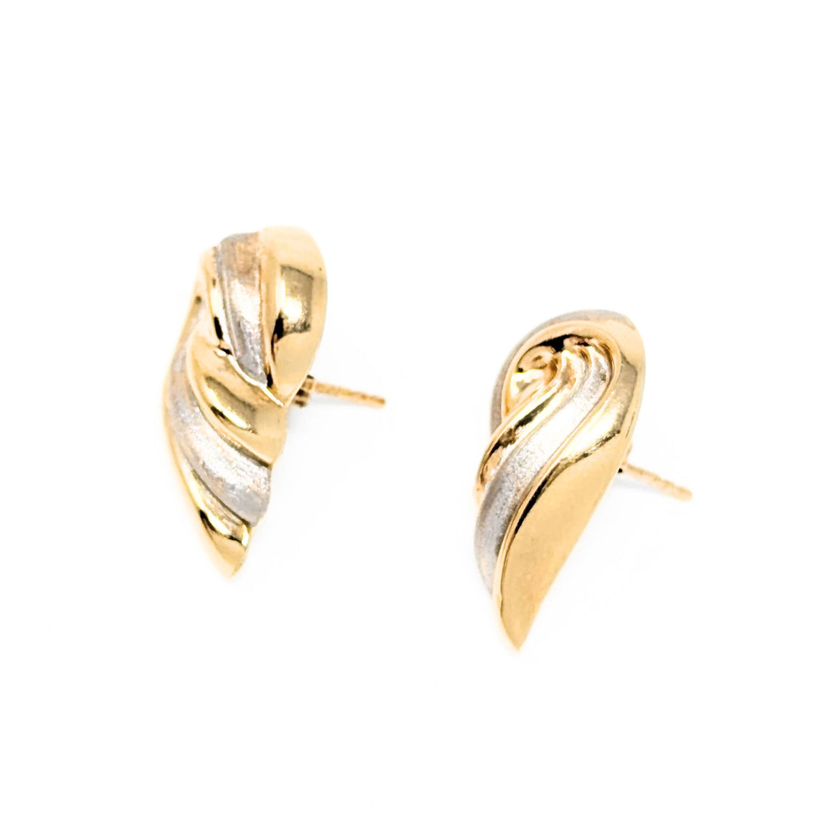 14K Two-Tone Gold Swirl Earrings
