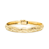 Italian 14K Gold Diamond Cut Textured 8mm 7” Flex Bracelet