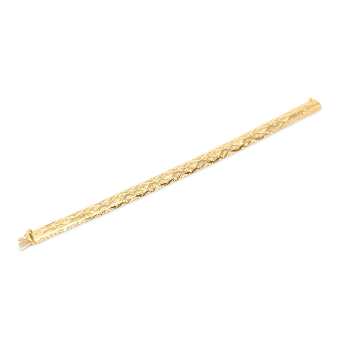 Italian 14K Gold Diamond Cut Textured 8mm 7” Flex Bracelet