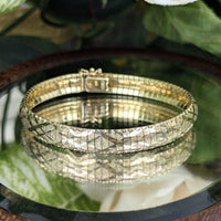 Italian 14K Gold Diamond Cut Textured 8mm 7” Flex Bracelet