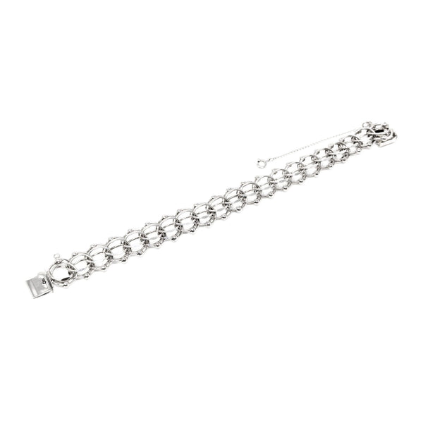 Sterling Silver Triple Link 14mm 6.5" Charm Bracelet