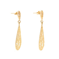 14K Gold Peacock Filigree Drop Earrings