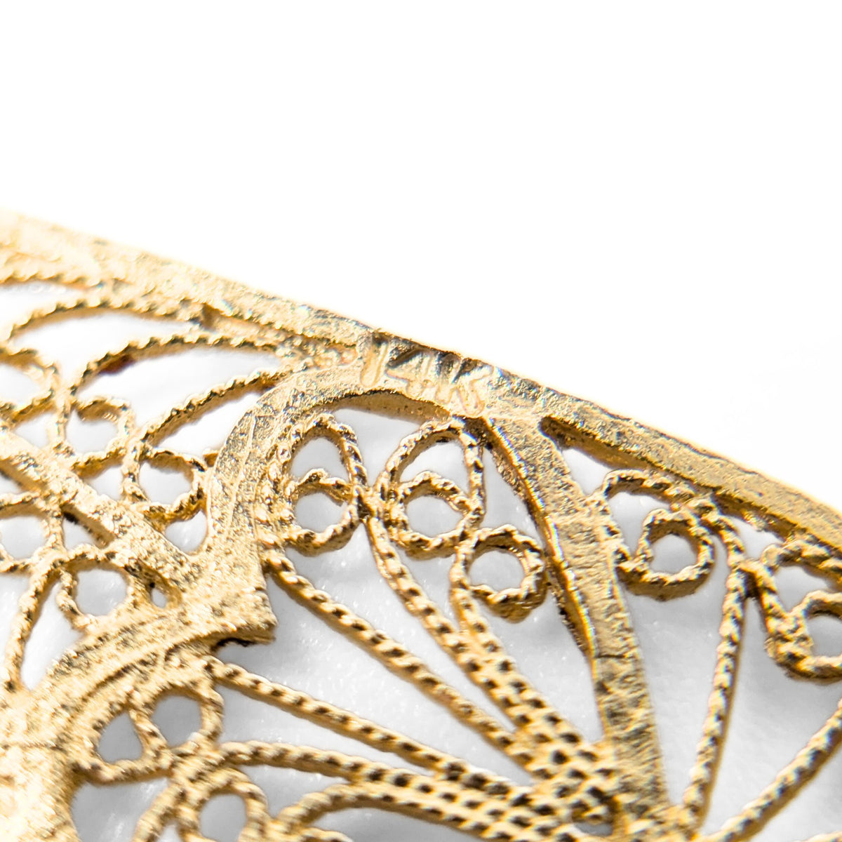 14K Gold Peacock Filigree Drop Earrings