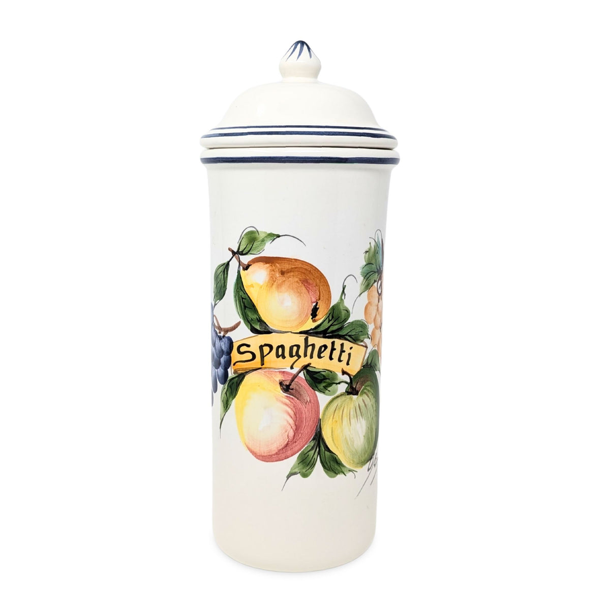 Italian Fruit Motif Lidded Spaghetti Canister