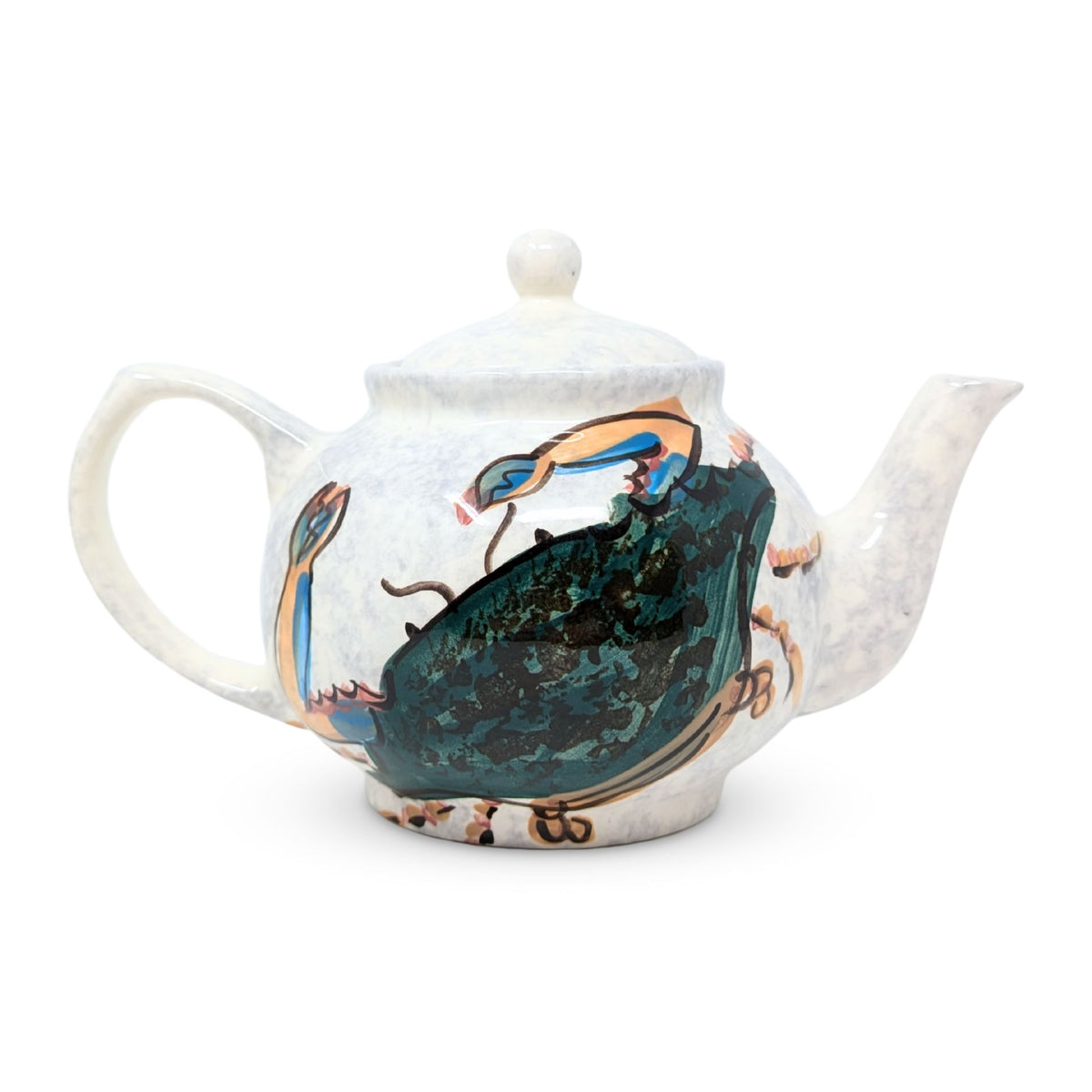 Cupcakes Studio Glazed Ceramic Blue Crab Teapot