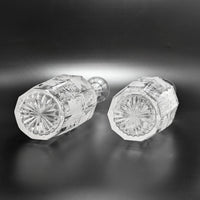Pair of Victorian Grape Vine & Leaf Etched Glass Decanters