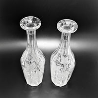 Pair of Victorian Grape Vine & Leaf Etched Glass Decanters