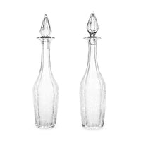 Pair of Victorian Grape Vine & Leaf Etched Glass Decanters