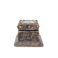 Faux Wood Decorated Desk Box & Inkwell