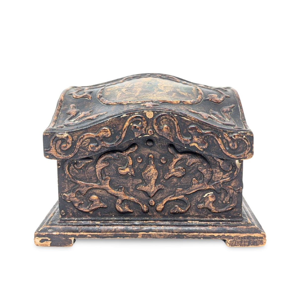 Faux Wood Decorated Desk Box & Inkwell