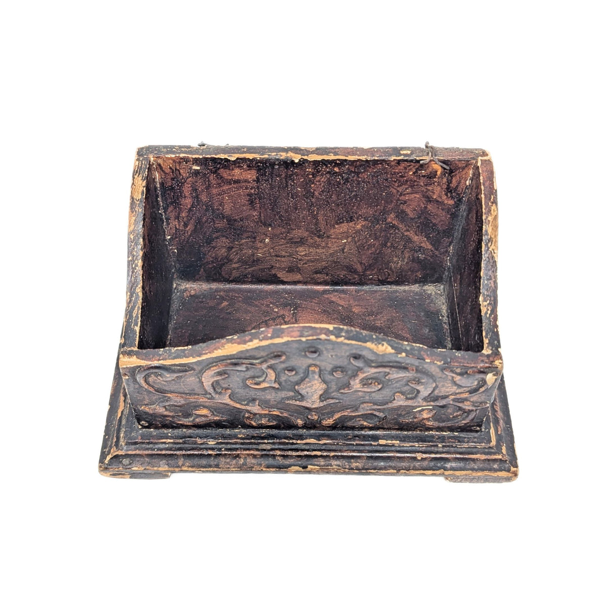 Faux Wood Decorated Desk Box & Inkwell