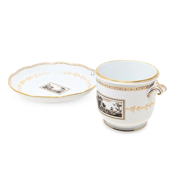 Richard Ginori 1735 "Fiesole" (Italian Scene) Cache Pot & Bowl Set