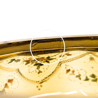 Antique Bohemian Hand Enameled Amber Glass Footed Bowl w/ Gilt Handle