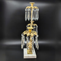 Victorian Brass 17" Girandole Candelabra w/ Prisms