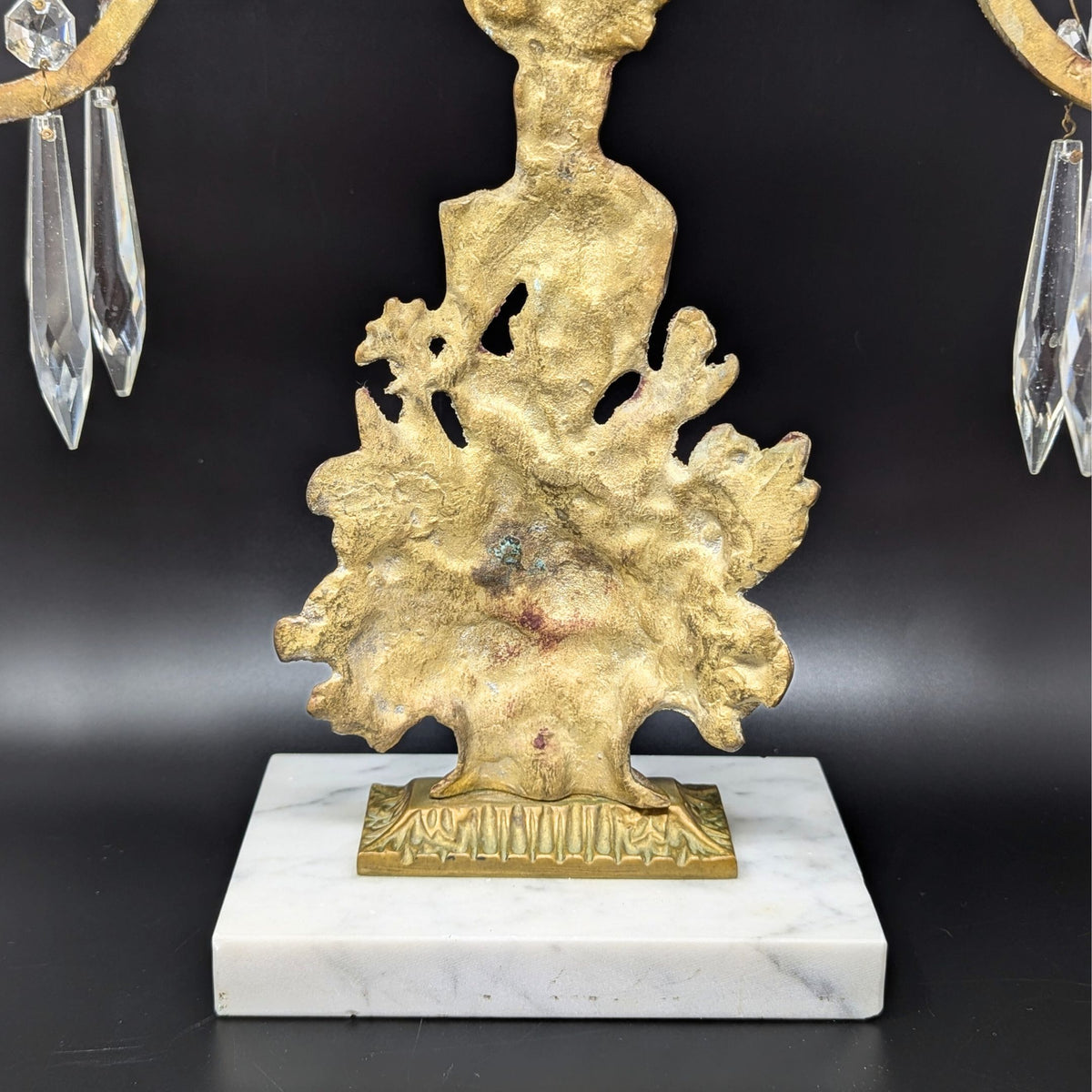 Victorian Brass 17" Girandole Candelabra w/ Prisms