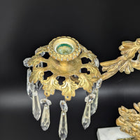 Victorian Brass 17" Girandole Candelabra w/ Prisms