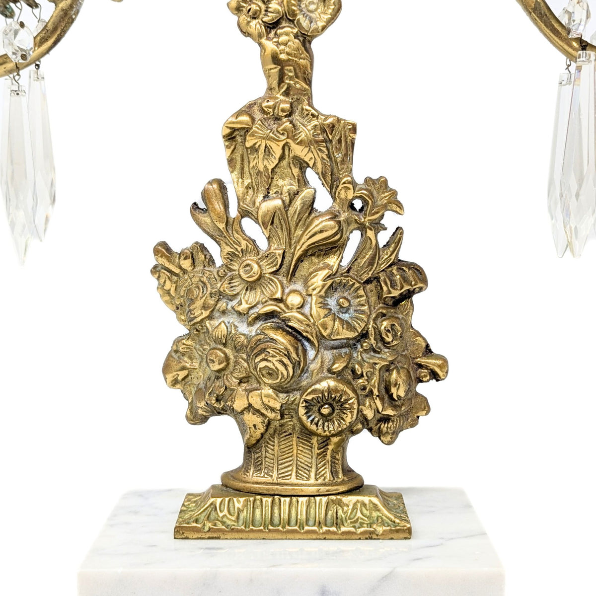 Victorian Brass 17" Girandole Candelabra w/ Prisms